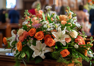 Orange Rose & Lily Coffin Spray for Funeral Service