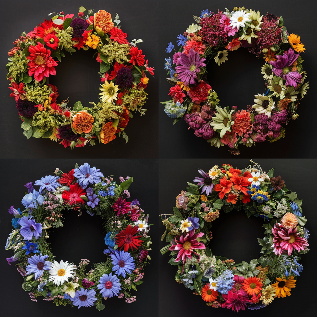 Selections of various styles of Funeral Circle Wreaths