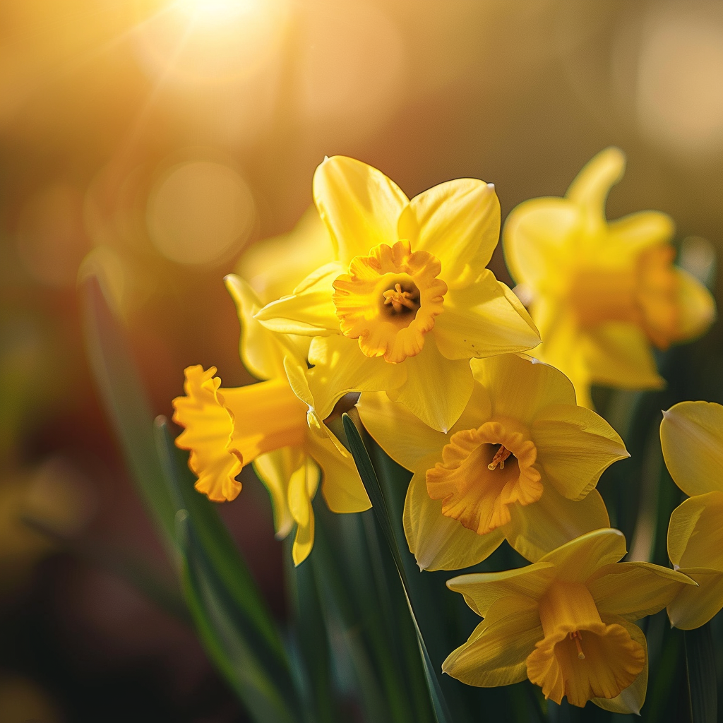 Vibrant yellow daffodils used in a funeral spray 