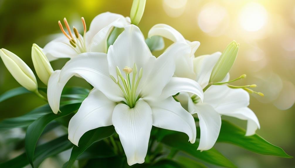 beautiful white lilies blooming