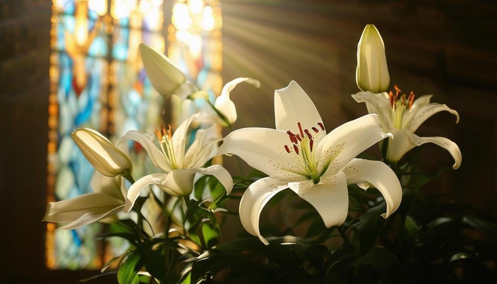 elegant white lilies blooming