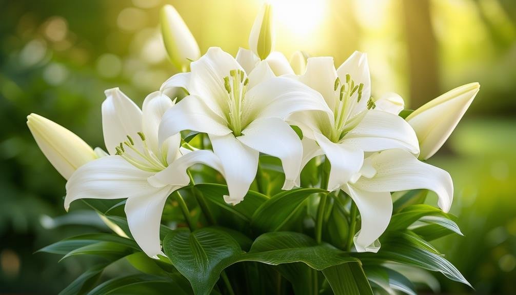 glowing white trumpet flowers